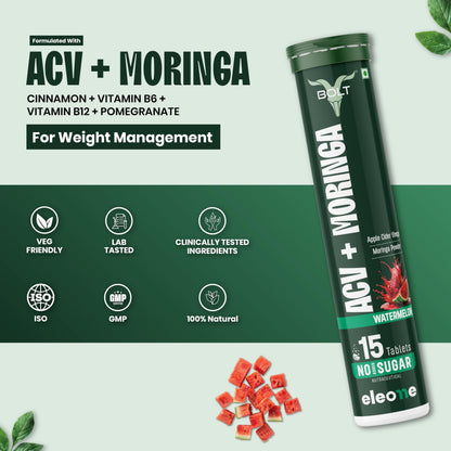 Bolt ACV Moringa Effervescent Tablets, Nutritional Supplement for Adults, 15 Count, 160g - packaging (11)