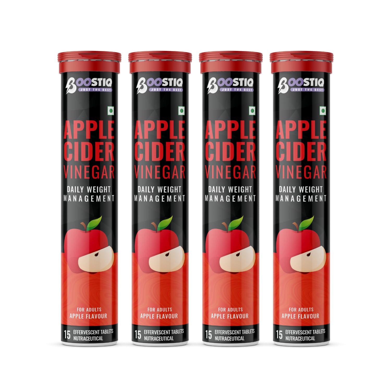 BOOSTIQ Apple Cider Vinegar Effervescent Tablets, B-Vitamins & Pomegranate Extract, No Added Sugar, Adult Supplement (14)
