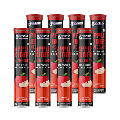 BOOSTIQ Apple Cider Vinegar Effervescent Tablets, B-Vitamins & Pomegranate Extract, No Added Sugar, Adult Supplement (15)