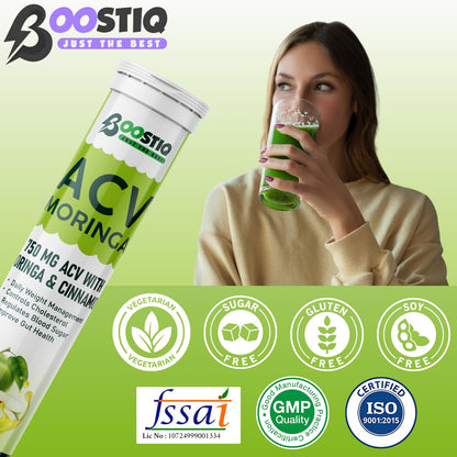 BOOSTIQ Apple Cider Vinegar Effervescent Tablets, B-Vitamins & Pomegranate Extract, No Added Sugar, Adult Supplement - ingred