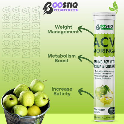BOOSTIQ Apple Cider Vinegar Effervescent Tablets, B-Vitamins & Pomegranate Extract, No Added Sugar, Adult Supplement - close-