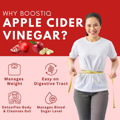 BOOSTIQ Apple Cider Vinegar Effervescent Tablets, B-Vitamins & Pomegranate Extract, No Added Sugar, Adult Supplement - label
