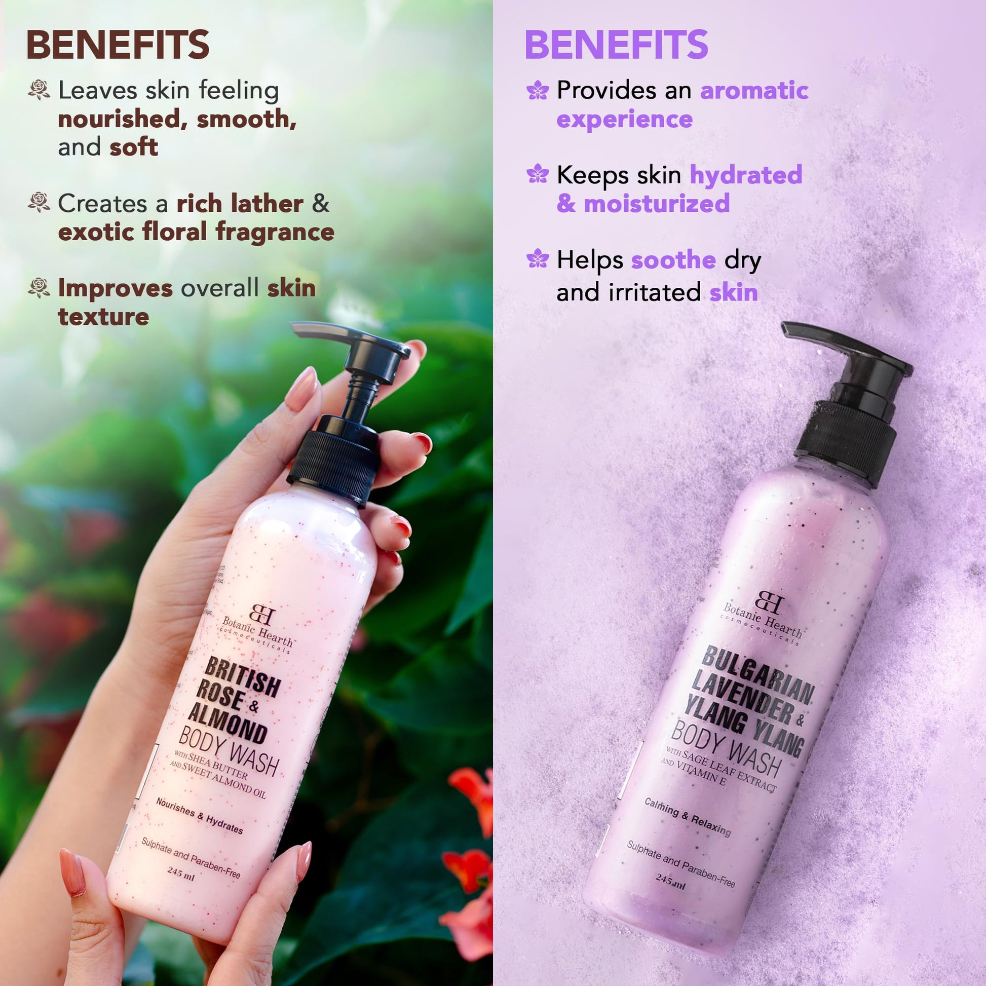 Botanic Hearth Body Wash Shower Gel, 245ml, Sulfate & Paraben Free, PETA Certified Cruelty-Free, Adult - close-up detail (15)