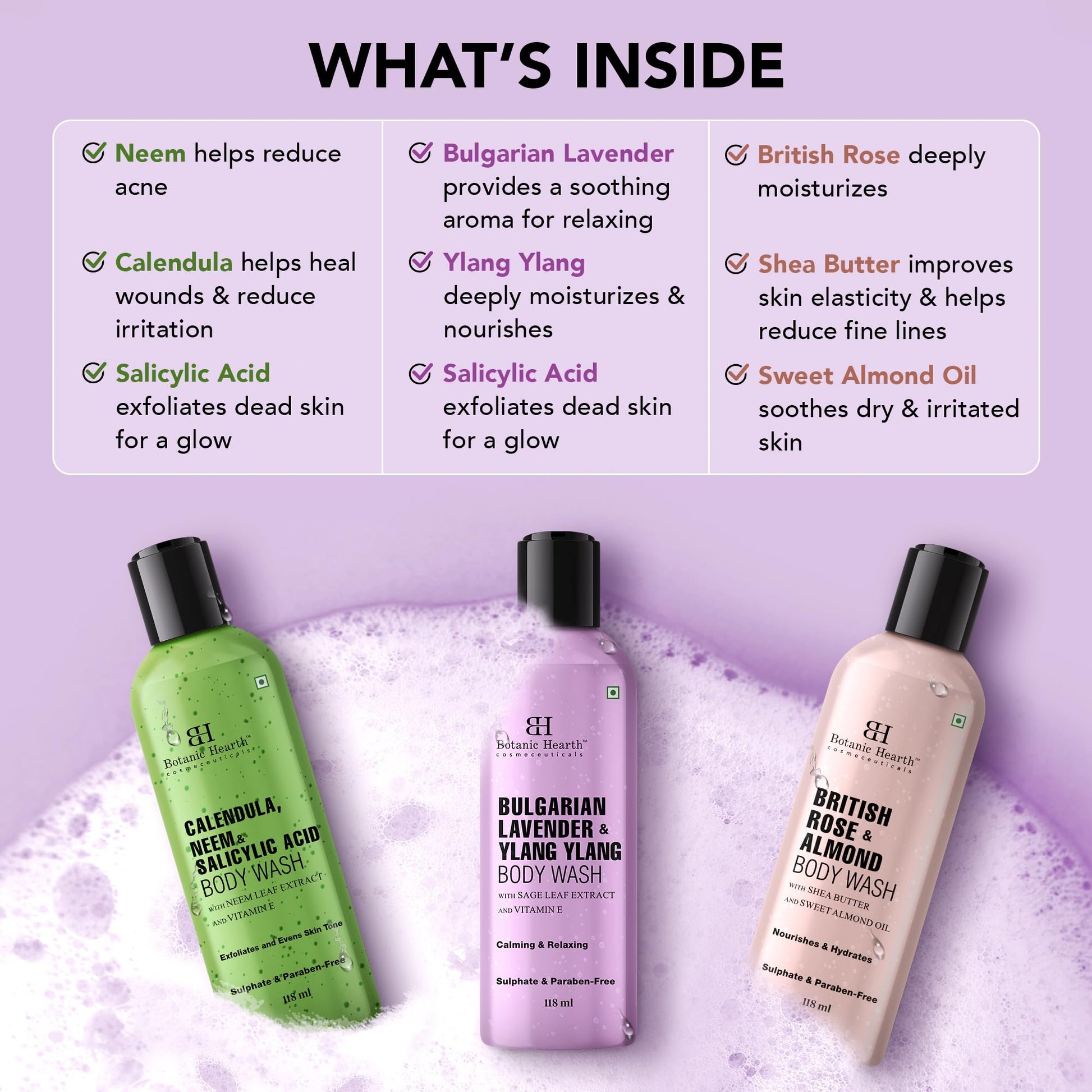 Botanic Hearth Body Wash Shower Gel, 245ml, Sulfate & Paraben Free, PETA Certified Cruelty-Free, Adult - back view (18)