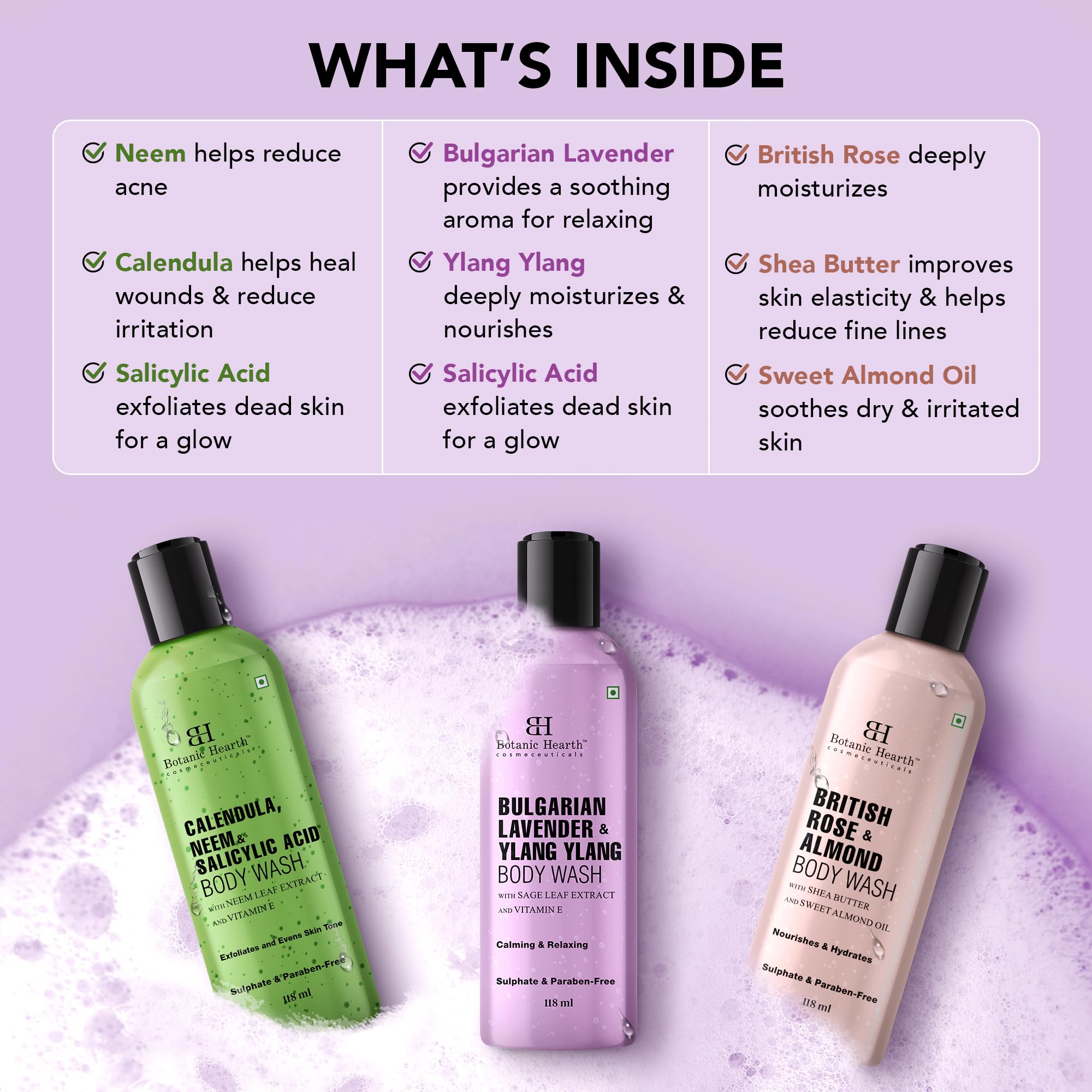 Botanic Hearth Body Wash Shower Gel, 245ml, Sulfate & Paraben Free, PETA Certified Cruelty-Free, Adult - back view (18)