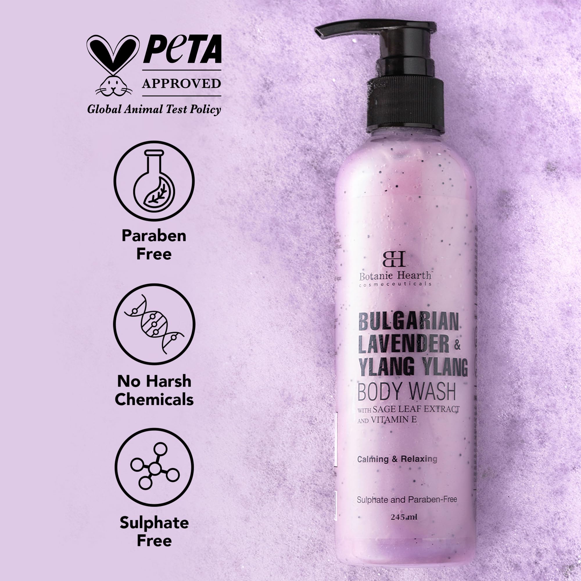 Botanic Hearth Body Wash Shower Gel, 245ml, Sulfate & Paraben Free, PETA Certified Cruelty-Free, Adult - label detail (26)