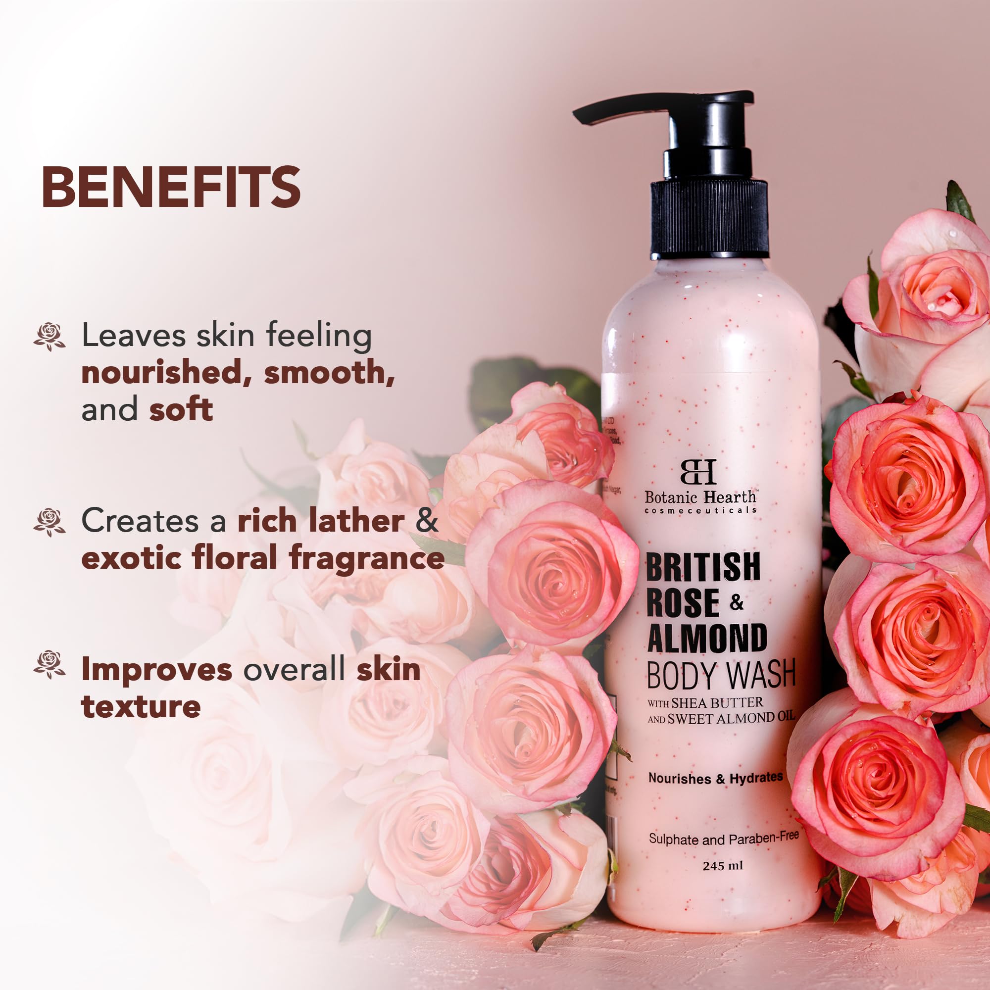 Botanic Hearth Body Wash Shower Gel, 245ml, Sulfate & Paraben Free, PETA Certified Cruelty-Free, Adult - back view
