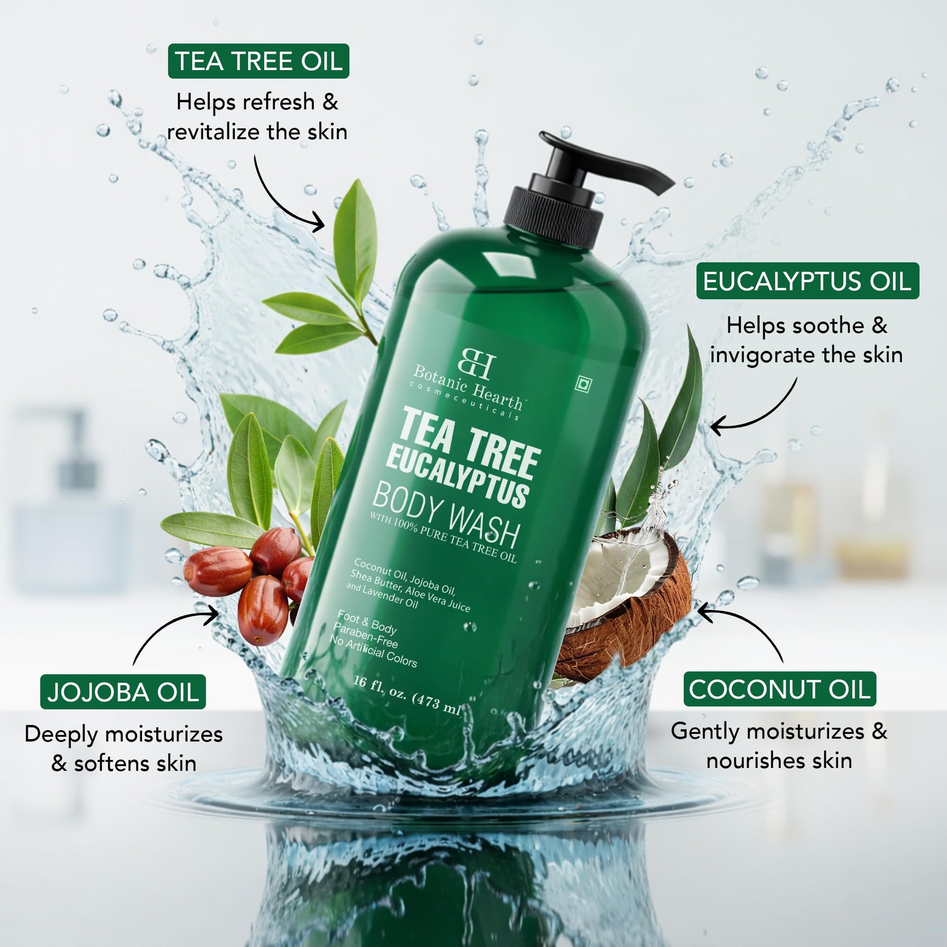 Botanic Hearth Body Wash Shower Gel, 245ml, Sulfate & Paraben Free, PETA Certified Cruelty-Free, Adult - front view (38)