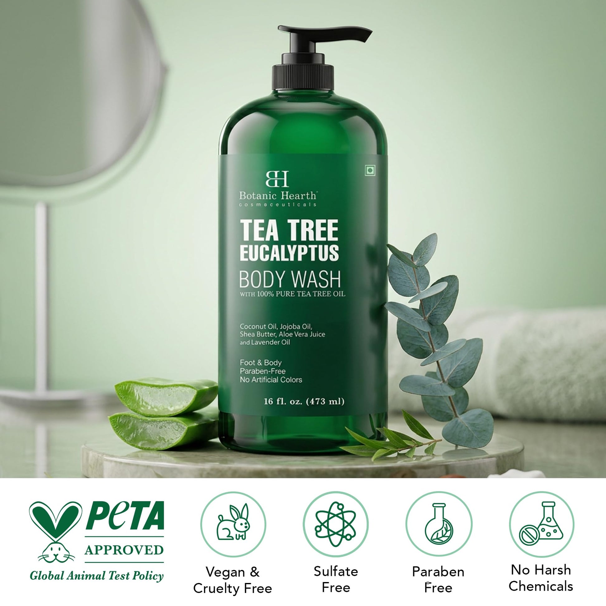 Botanic Hearth Body Wash Shower Gel, 245ml, Sulfate & Paraben Free, PETA Certified Cruelty-Free, Adult - close-up detail (43)