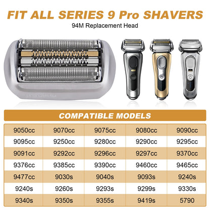 Bozdyru 94M Electric Shaver Replacement Head for Braun Series 9 Pro - Stainless Steel Foil Blade Cartridge, 1 Pack - front vi