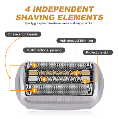 Bozdyru 94M Electric Shaver Replacement Head for Braun Series 9 Pro - Stainless Steel Foil Blade Cartridge, 1 Pack - back vie