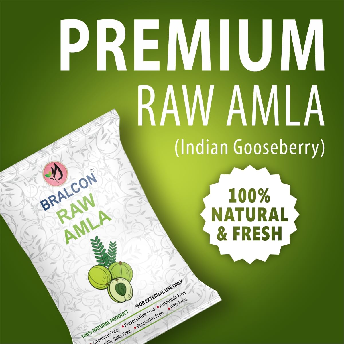 BRALCON Whole Dried Amla, 100g, Indian Gooseberry - back view