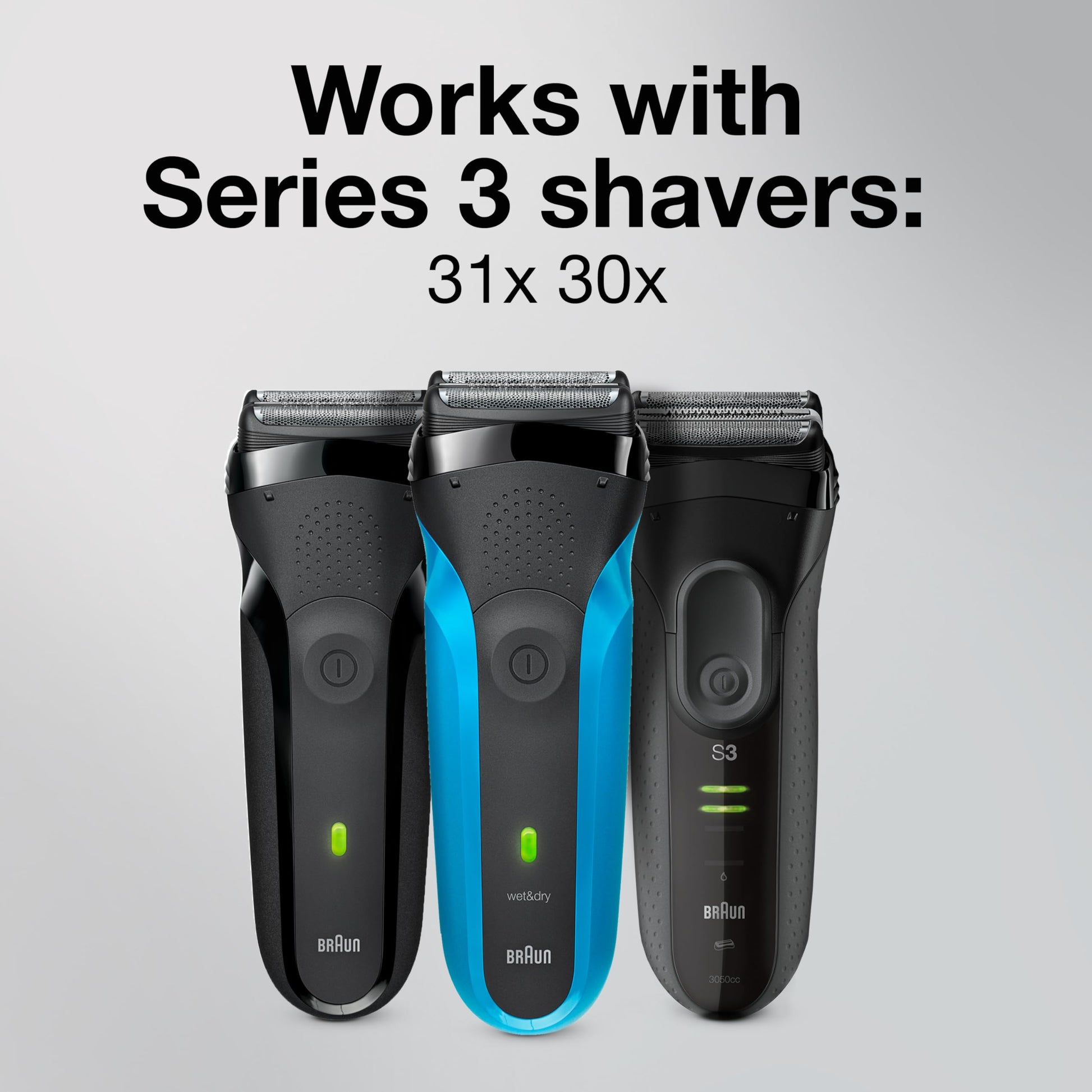 Braun 21B Replacement Head for Series 3 and cruZer Shavers, Made in Germany, Black - front view
