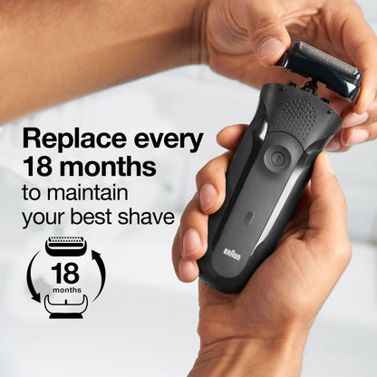 Braun 21B Replacement Head for Series 3 and cruZer Shavers, Made in Germany, Black - back view