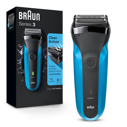 Braun 310s Series 3010s Rechargeable Electric Foil Shaver for Men, Blue