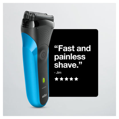 Braun 310s Series 3010s Rechargeable Electric Foil Shaver for Men, Blue - size and scale