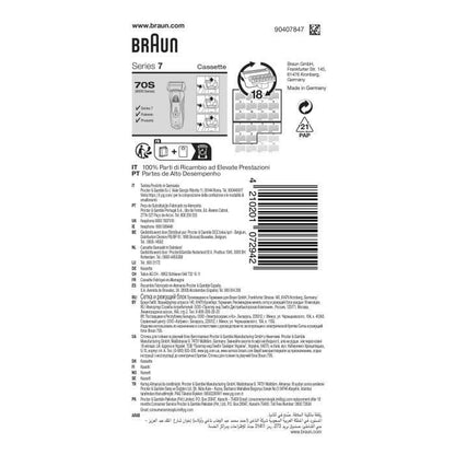 Braun 70S Replacement Head (Black) for Series 7 Pulsonic 9000 Electric Shaver - 1 Pack - packaging