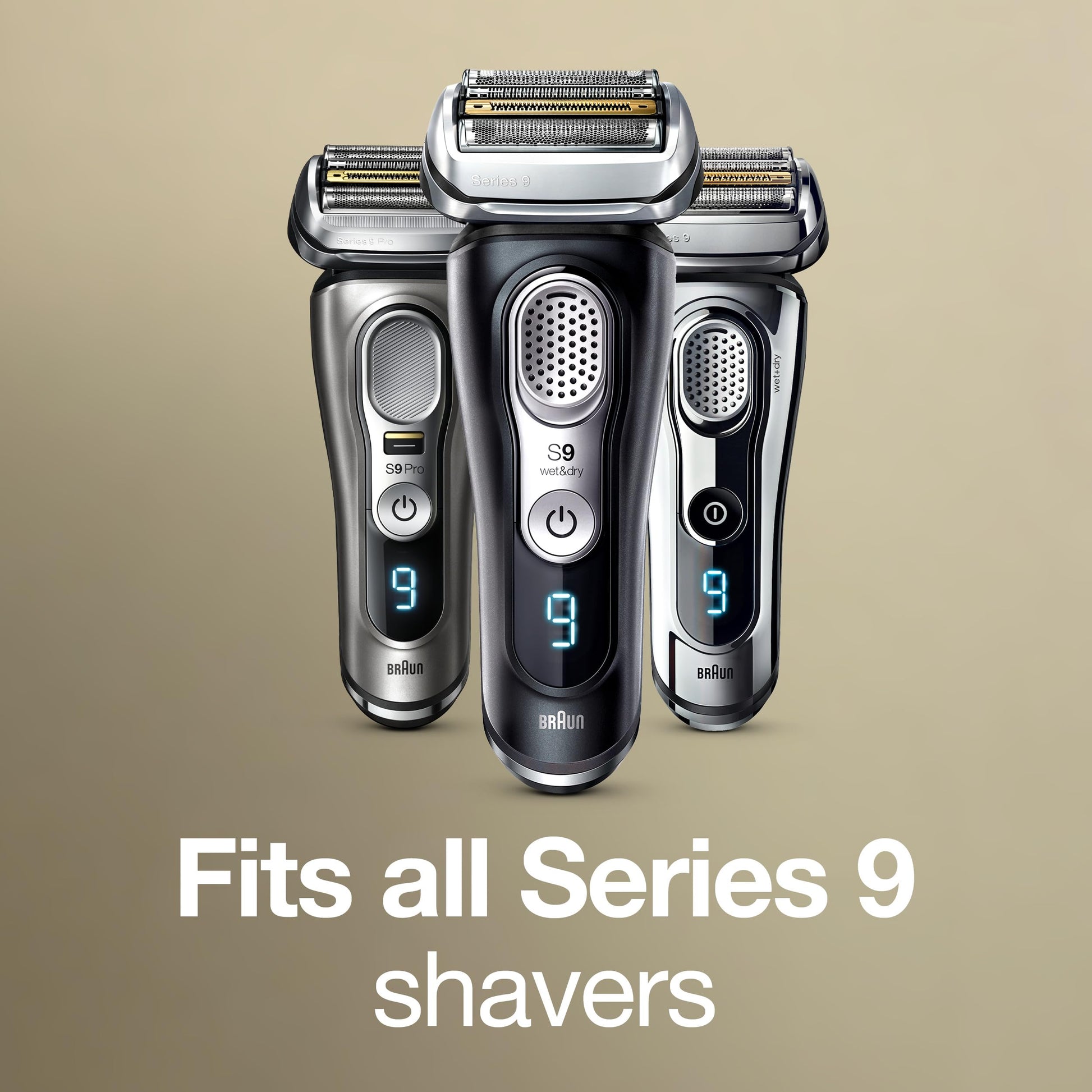 Braun 92B Replacement Head for Series 9 Electric Shavers, Foil Shaver Head, Black - front view