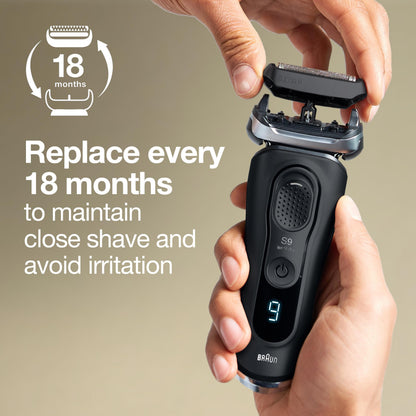 Braun 92B Replacement Head for Series 9 Electric Shavers, Foil Shaver Head, Black - back view