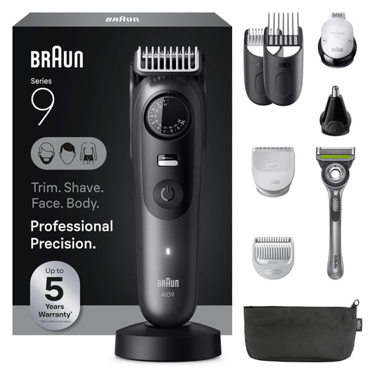 Braun All-in-One Men's Shaving Set Series 9 Pro 9535, Beard Trimmer, Hair Clipper, Body Groomer, Waterproof