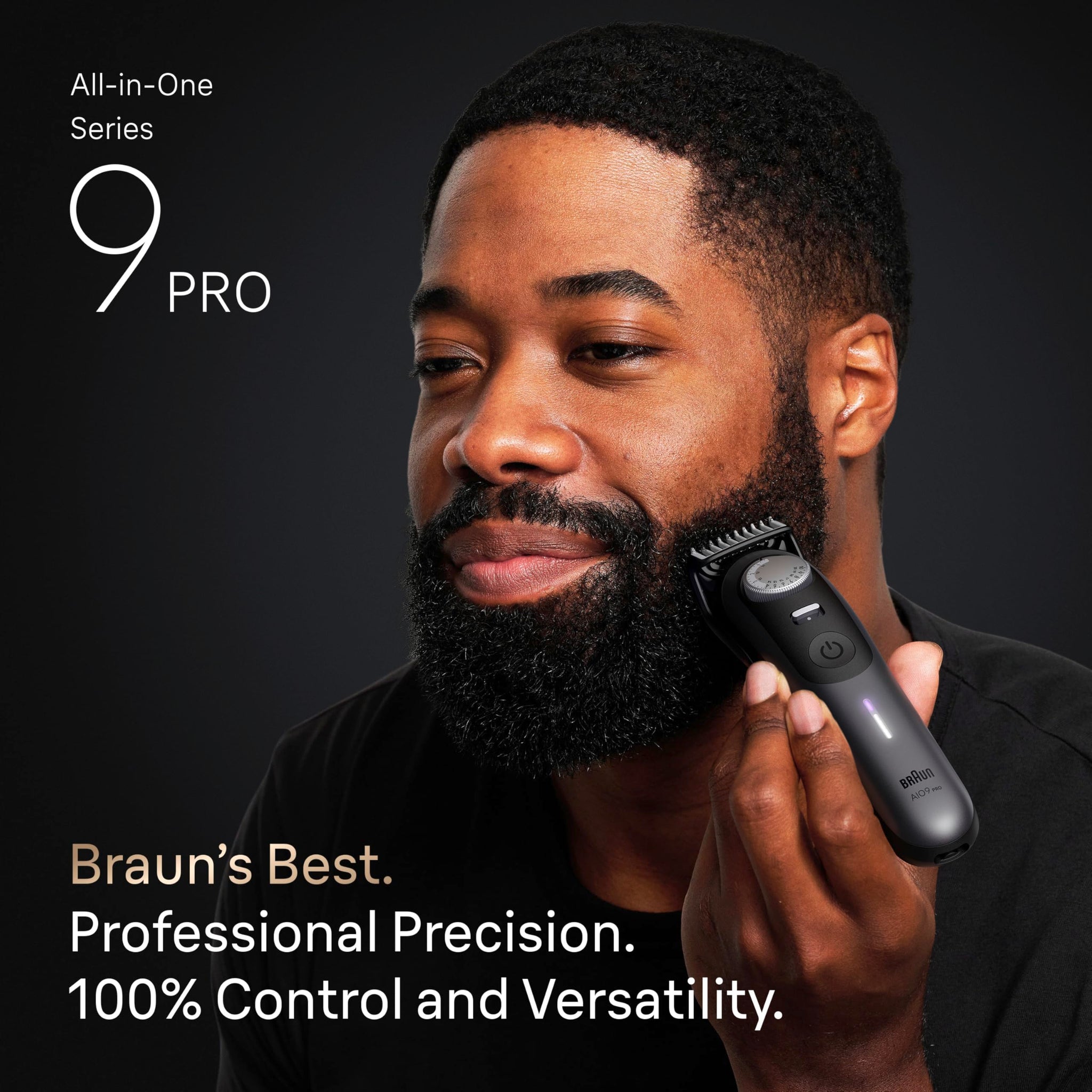 Braun All-in-One Series 9 PRO Beard & Body Trimmer AIO 9555 - Cordless Grooming System with Gillette Labs Razor - back view