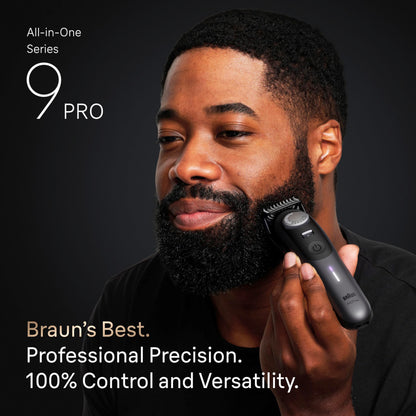 Braun All-in-One Series 9 PRO Beard & Body Trimmer AIO 9555 - Cordless Grooming System with Gillette Labs Razor - back view