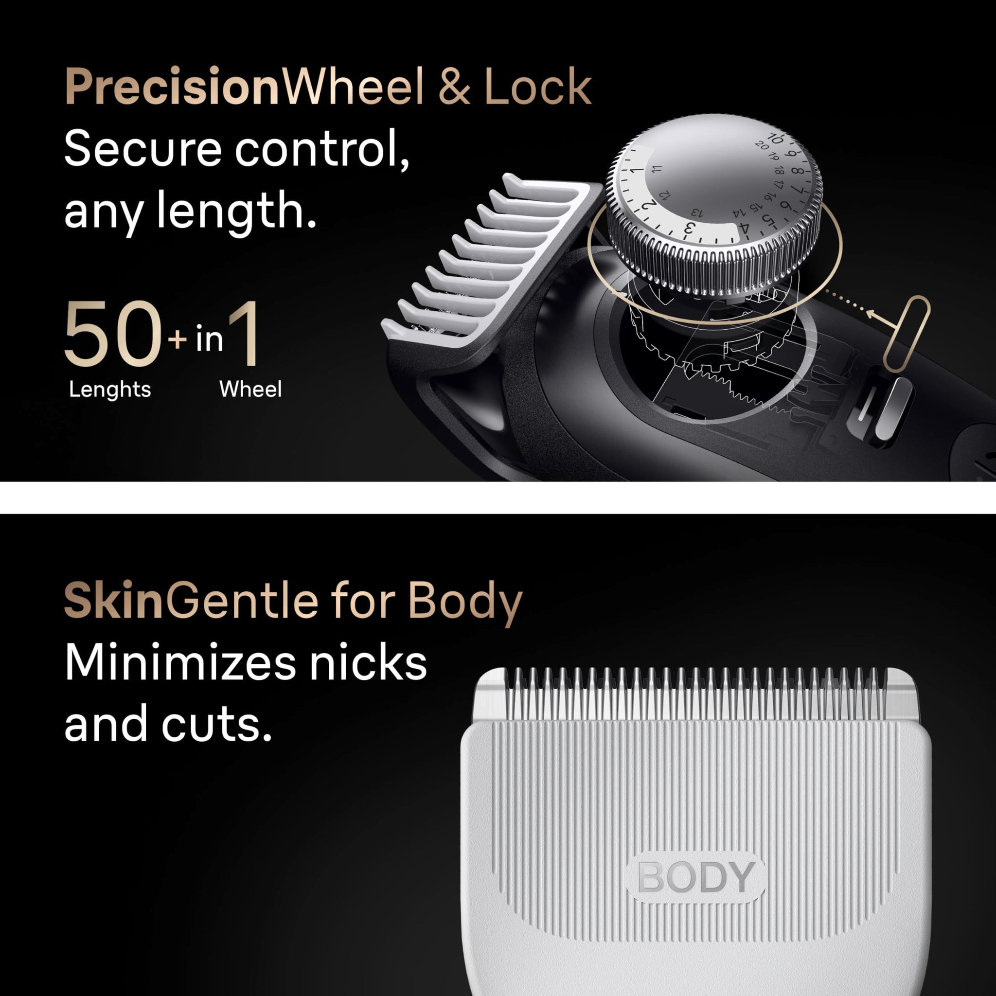 Braun All-in-One Series 9 PRO Beard & Body Trimmer AIO 9555 - Cordless Grooming System with Gillette Labs Razor - close-up de