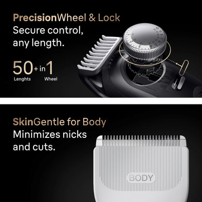 Braun All-in-One Series 9 PRO Beard & Body Trimmer AIO 9555 - Cordless Grooming System with Gillette Labs Razor - close-up de