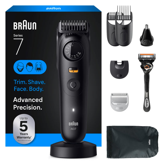 Braun All in One Shaving Set for Men, Series 7 AIO 7535, Beard, Hair, Nose, Ear Trimmer, Hair Clipper, Personal Care Kit