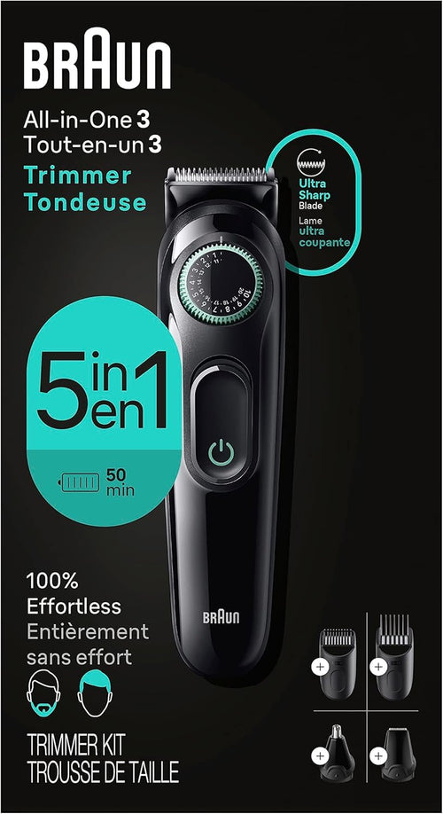 Braun All-in-One Style Kit Series 3 3450, 5-in-1 Trimmer for Men with Beard Trimmer, Ear & Nose Trimmer, Hair Clippers & More