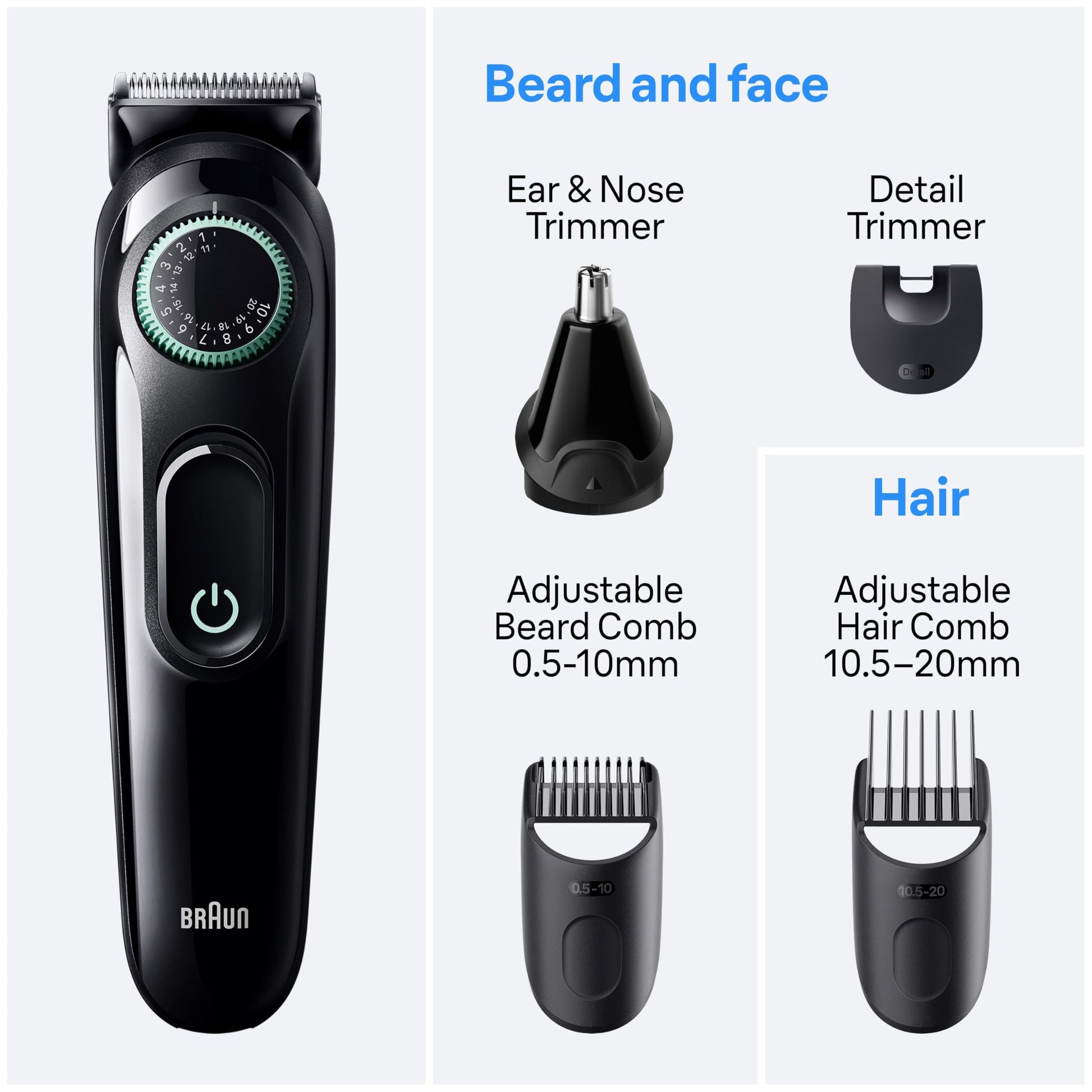 Braun All-in-One Style Kit Series 3 3450, 5-in-1 Trimmer for Men with Beard Trimmer, Ear & Nose Trimmer, Hair Clippers & More