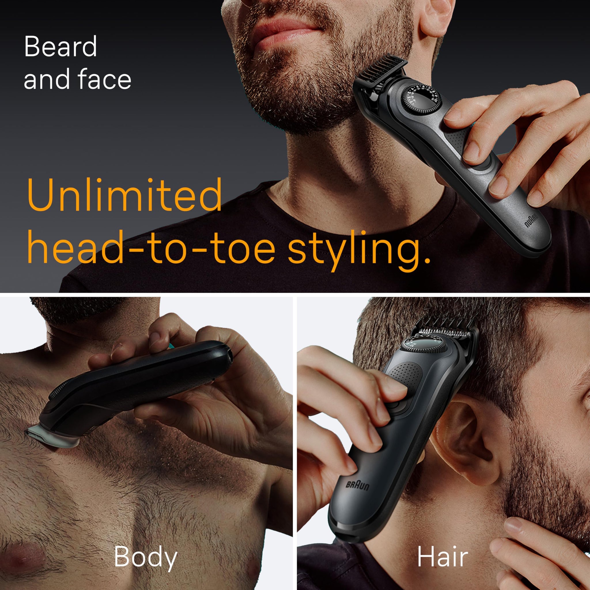 Braun All-In-One Style Kit Series 5 5490 9-In-1 Trimmer for Men, Battery Powered, 40 Length Settings, Waterproof - front view