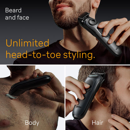 Braun All-In-One Style Kit Series 5 5490 9-In-1 Trimmer for Men, Battery Powered, 40 Length Settings, Waterproof - front view