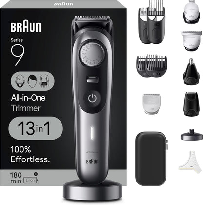 Braun All-In-One Style Kit Series 9 9440, 13-In-1 Trimmer for Men, 40 Length Settings, Beard and Body Trimmer