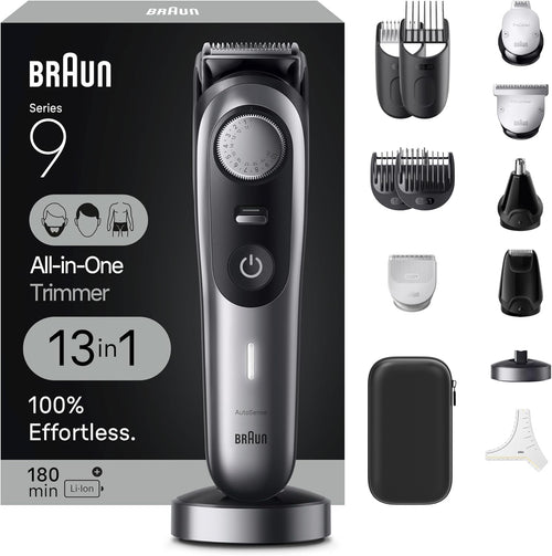 Braun All-In-One Style Kit Series 9 9440, 13-In-1 Trimmer for Men, 40 Length Settings, Beard and Body Trimmer