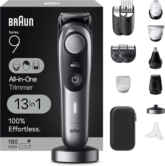 Braun All-In-One Style Kit Series 9 9440, 13-In-1 Trimmer for Men, 40 Length Settings, Beard and Body Trimmer
