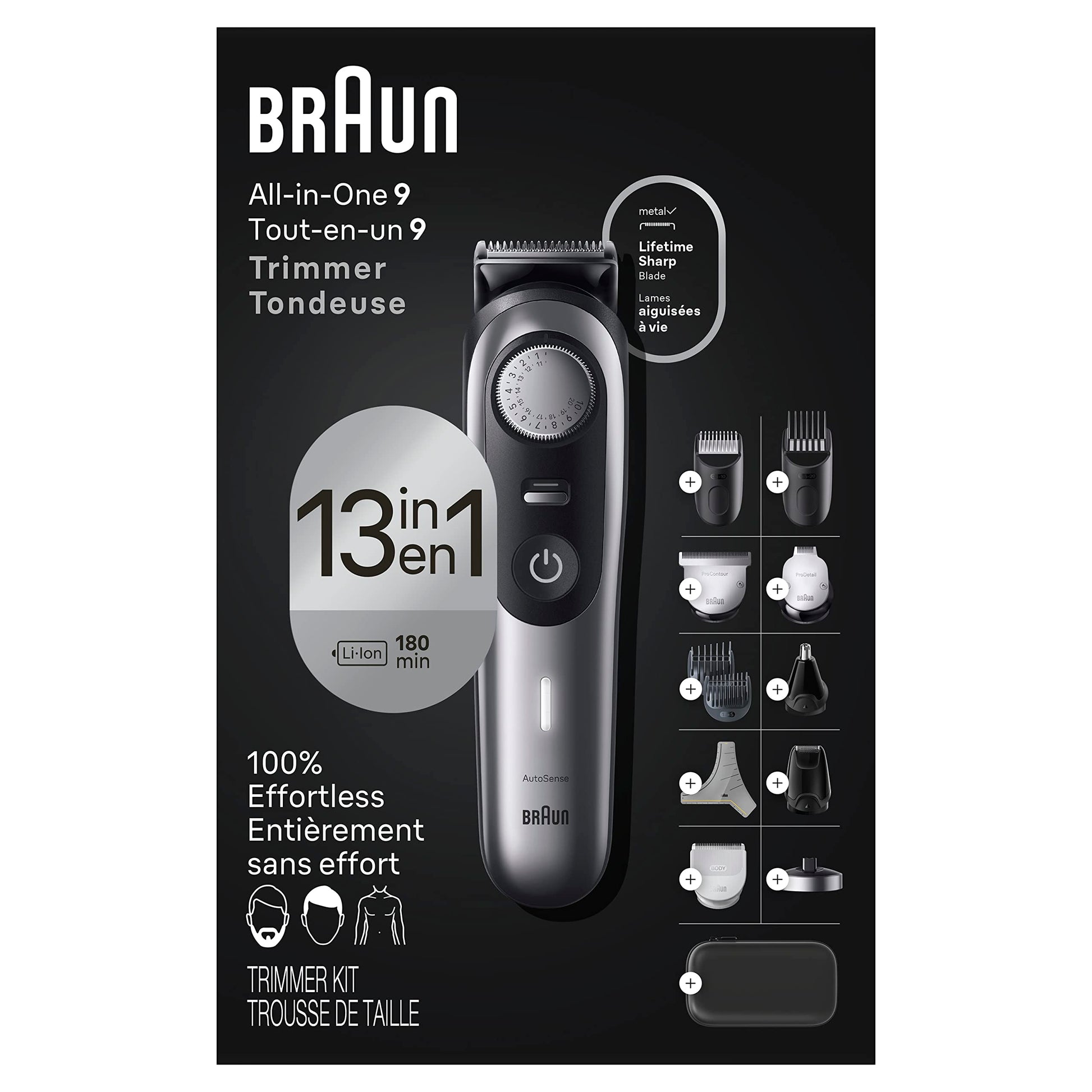 Braun All-In-One Style Kit Series 9 9440, 13-In-1 Trimmer for Men, 40 Length Settings, Beard and Body Trimmer - in use