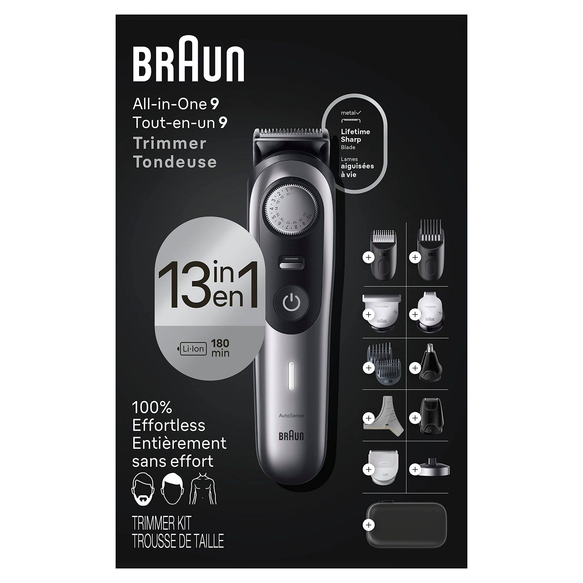 Braun All-In-One Style Kit Series 9 9440, 13-In-1 Trimmer for Men, 40 Length Settings, Beard and Body Trimmer - in use