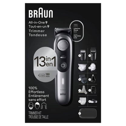 Braun All-In-One Style Kit Series 9 9440, 13-In-1 Trimmer for Men, 40 Length Settings, Beard and Body Trimmer - in use