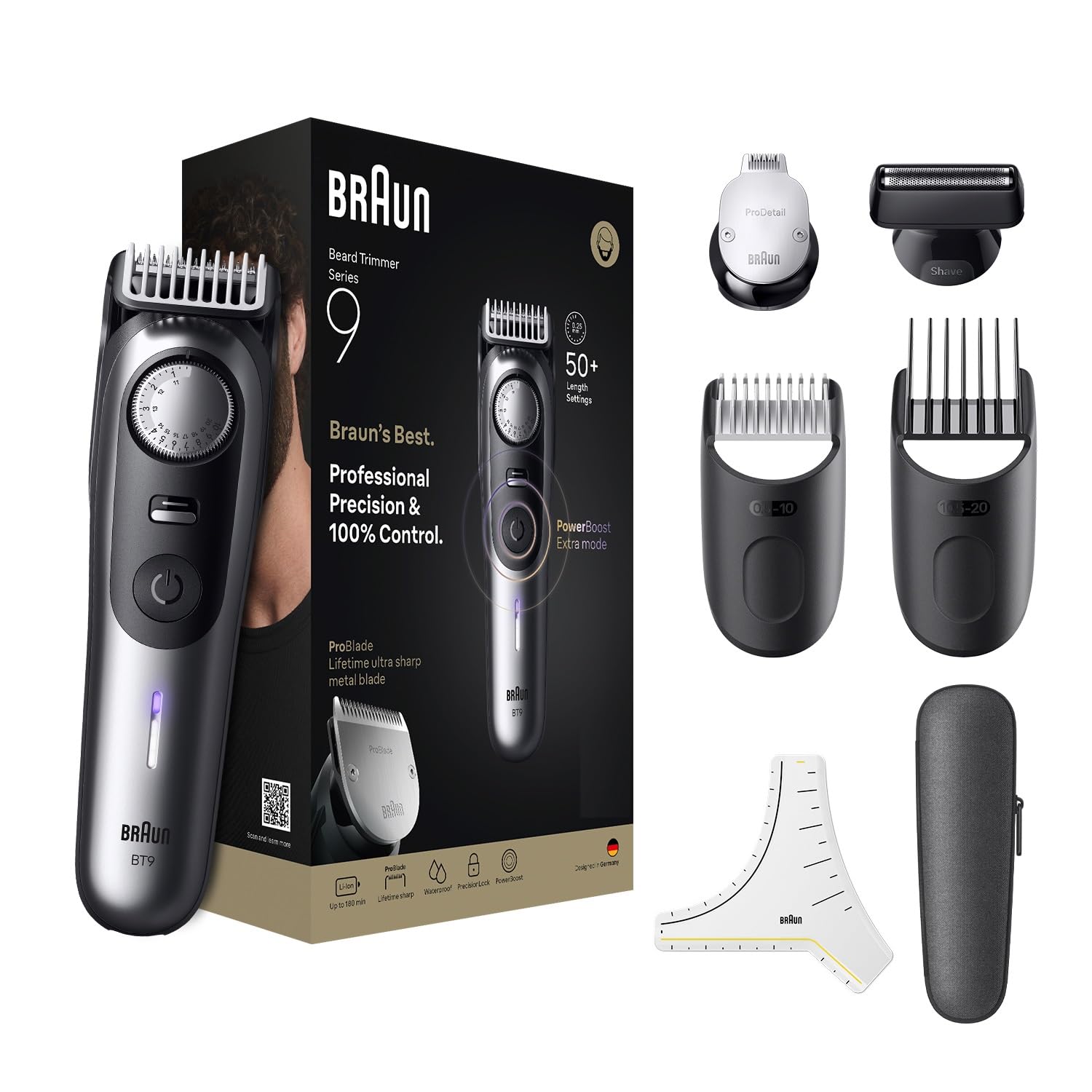 Braun All-in-One Trimmer for Men, Cordless, Waterproof, 50+ Length Settings, 8-in-1 Beard Trimmer with Case