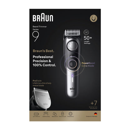 Braun All-in-One Trimmer for Men, Cordless, Waterproof, 50+ Length Settings, 8-in-1 Beard Trimmer with Case - front view