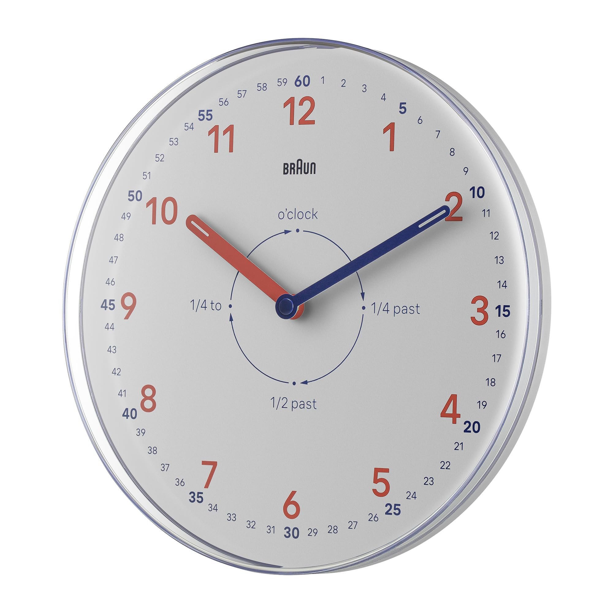 Braun BC26TW Time Teachers Wall Clock, White, 23cm, Modern Silent Quartz - back view