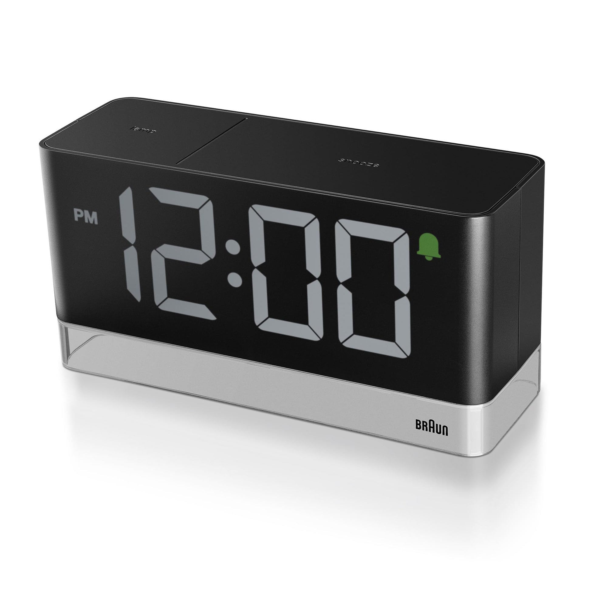 Braun BC27B Digital Alarm Clock with Reading Light - Extra Large LED Display, Touch Snooze, Auto-Brightness, Mains Powered Be