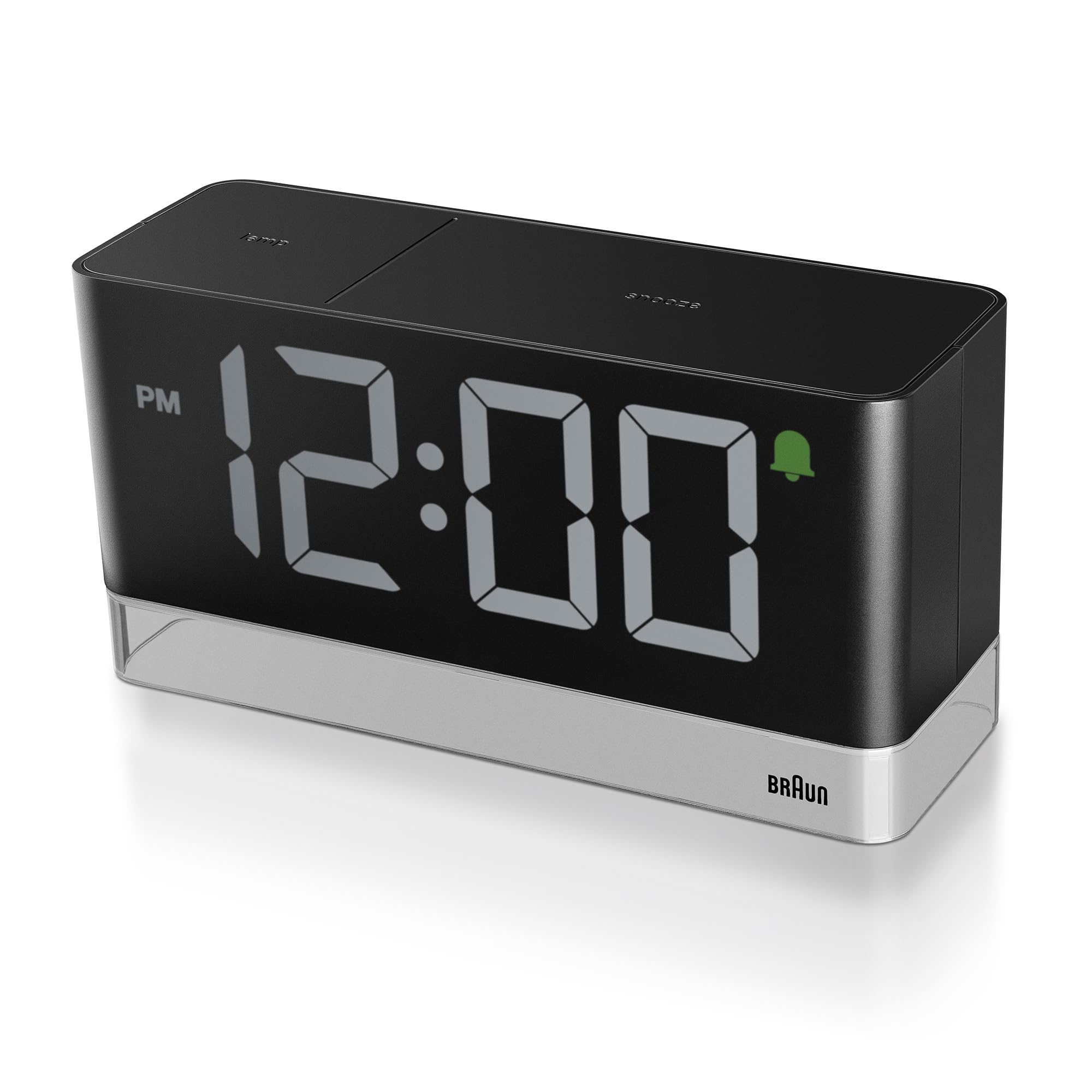 Braun BC27B Digital Alarm Clock with Reading Light - Extra Large LED Display, Touch Snooze, Auto-Brightness, Mains Powered Be