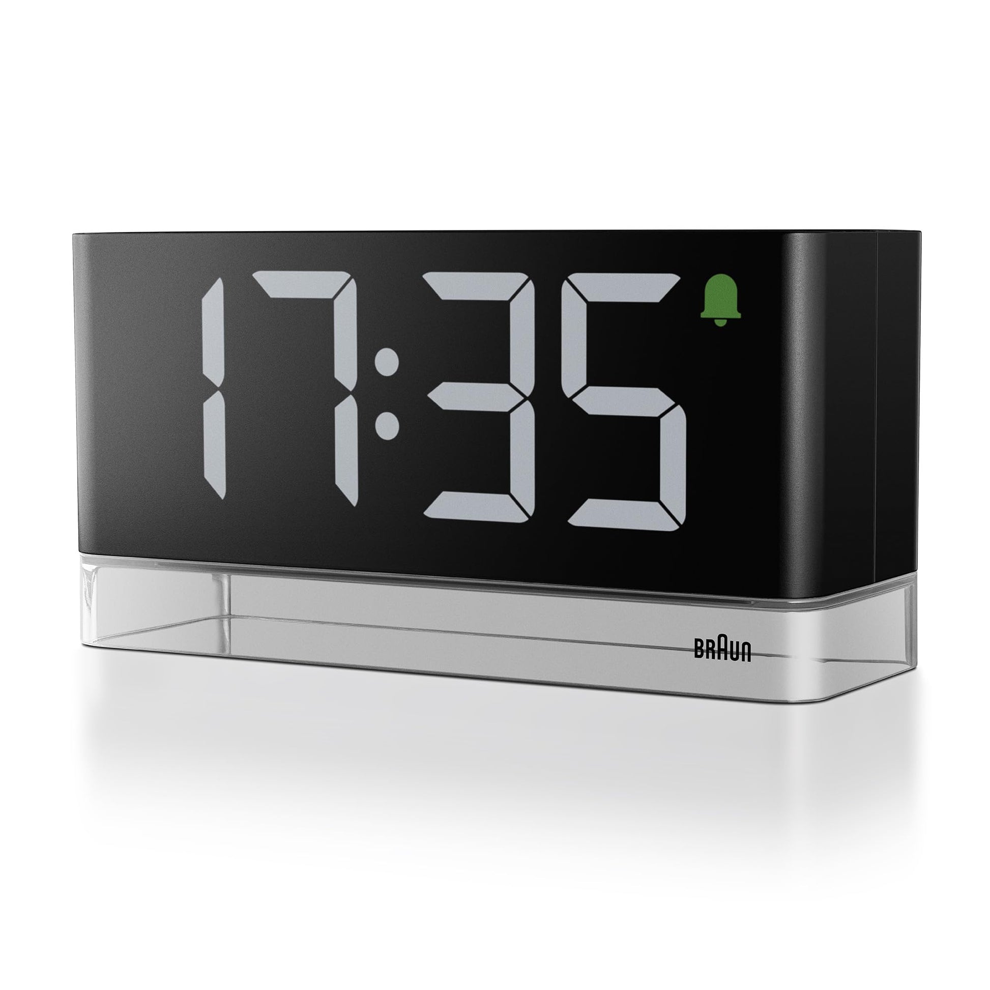 Braun BC27B Digital Alarm Clock with Reading Light - Extra Large LED Display, Touch Snooze, Auto-Brightness, Mains Powered Be