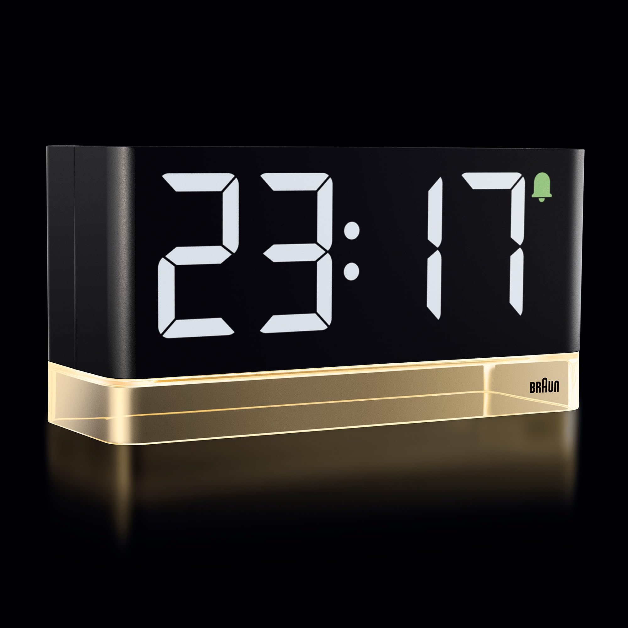 Braun BC27B Digital Alarm Clock with Reading Light - Extra Large LED Display, Touch Snooze, Auto-Brightness, Mains Powered Be