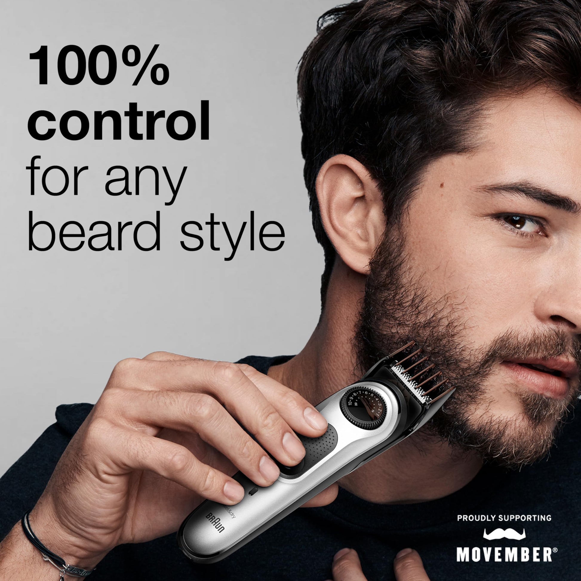 Braun Beard Trimmer BT5240, 39 Length Settings, Beard Trimmer and Hair Clipper for Men, Black/Blue - front view