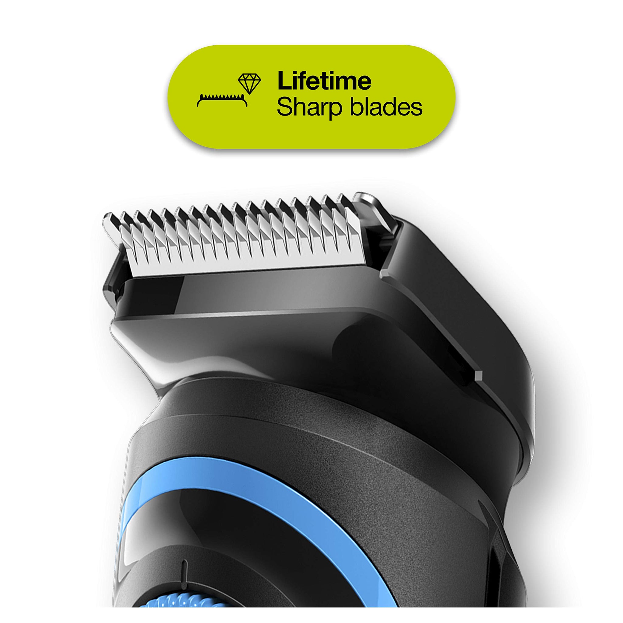 Braun Beard Trimmer BT5240, 39 Length Settings, Beard Trimmer and Hair Clipper for Men, Black/Blue - back view