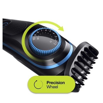 Braun Beard Trimmer BT5240, 39 Length Settings, Beard Trimmer and Hair Clipper for Men, Black/Blue - packaging