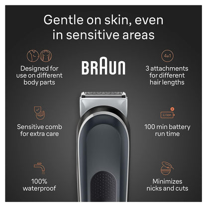 Braun Body Groomer 5 BG5340 Men's Manscaping Tool, SkinShield Technology, Sensitive Comb, Waterproof - packaging
